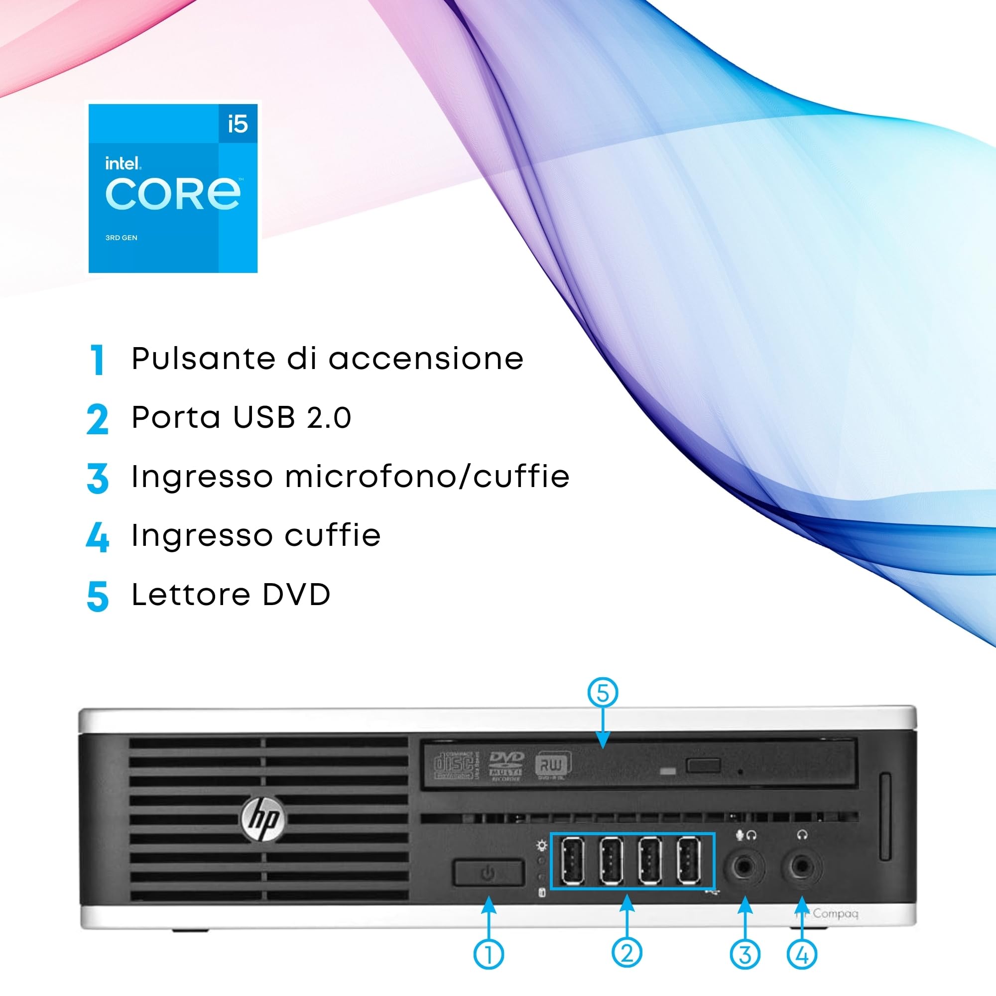 HP Elite 8300 USDT, Intel Core i5-3470, Ram 8Gb DDR3, SSD 256Gb, Windows e Libre Office, Pronto all'uso (Ricondizionato)