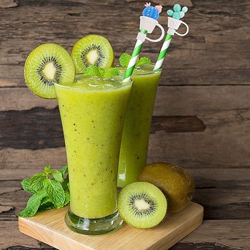 Miniatura 3 de 6 puntas de popote de silicona para beber, tapas reutilizables de silicona, estilos de cactus