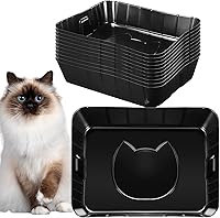 Bokon 12-Pack Disposable Cat Litter Boxes - Large Plastic Trays for Cats, Kittens, Rabbits, Guinea Pigs, Hamsters - 15.7x11.8x3in Travel & Home Use