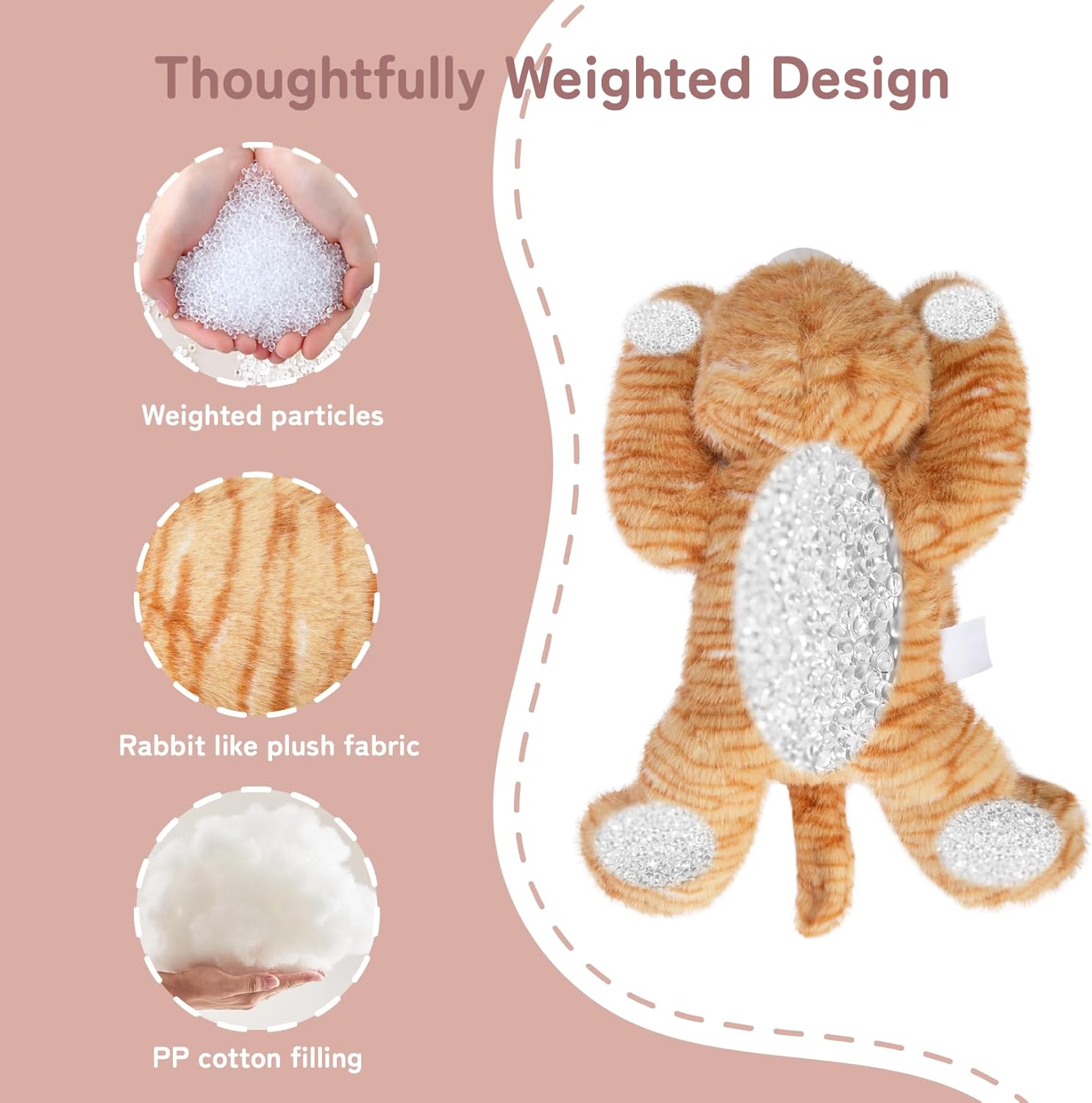 Niuniu Daddy 20" | 3.3 Pound Weighted Orange Cat Stuffed Animal Plushie for Adults & Kids, Large Weighted Lap Pillow for Comfort, Soft Sensory Stuffy Toy as Gift for Holidays