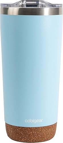Miniatura 8 de COOL GEAR Vaso con tapa sin BPA y parte inferior de corcho, acero inoxidable, apto para lavavajillas, con forro de cobre, paquete de 2 unidades, 20