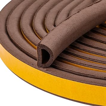 19.7Feet Rubber Weather Stripping Door Seal, Self-Adhesive Seals for Door Window Gap, Soundproofing, Insulation Strip, Door Sealers for Door Frame Brown