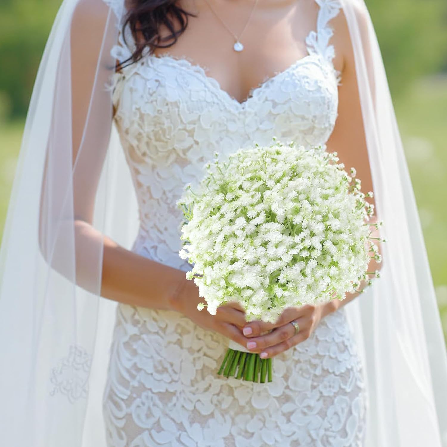 Grevosea 120 Pcs White Babys Breath Artificial Flowers, Artificial Flowers Bulk Real Touch Flower for Wedding Party Home Garden Decoration