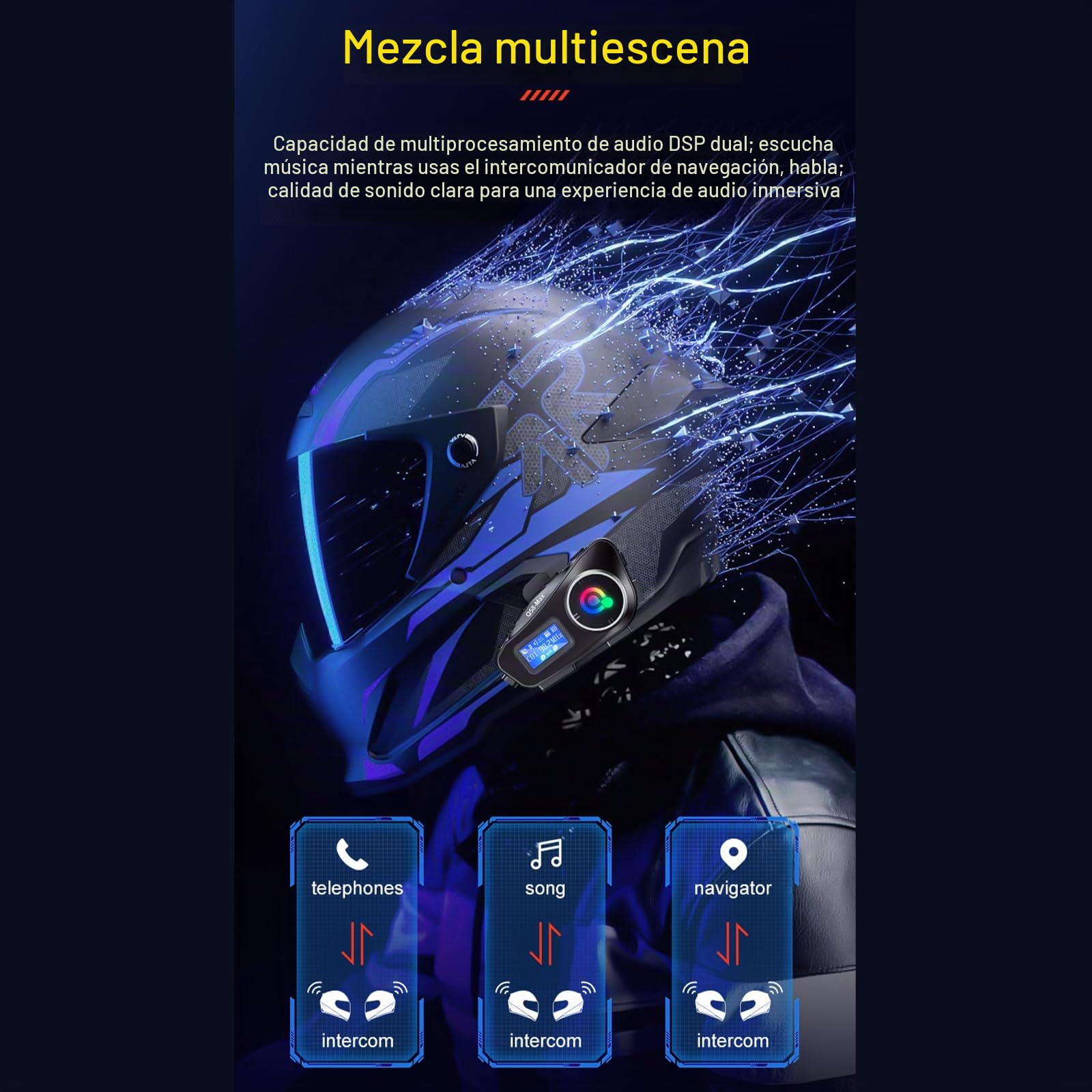 docooler Q58 Max Auriculares intercomunicadores inalámbricos con cancelación de ruido para 2 ciclistas que hablan simultáneamente dentro de 500 M