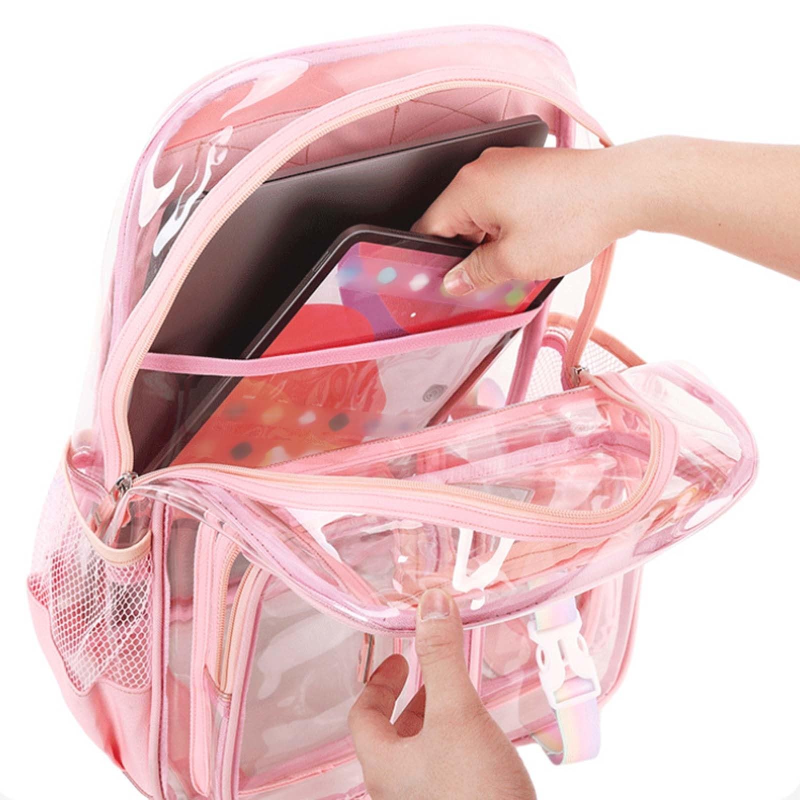 Zaino Bambini, Zaino Elementari Bambina Scomparti Multipli, Zaino Trasparente di Grande capacità per Ragazze delle scuole elementari e Medie 8-15