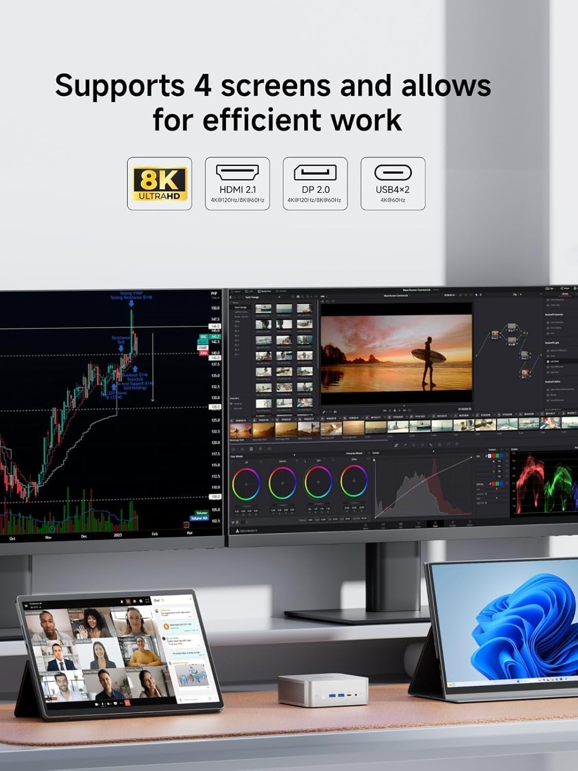 MINISFORUM AI X1 Mini PC, processore AMD Ryzen 7 255 8-core 16-thread fino a 4,9 GHz, AMD Radeon 780M, Barebone senza DDR5 RAM/PCIe 4.0 SSD/OS, HDMI/DP/USB4 x 2/2,5 G RJ45, USB 3.2 x 2, WiFi 7, BT5.4