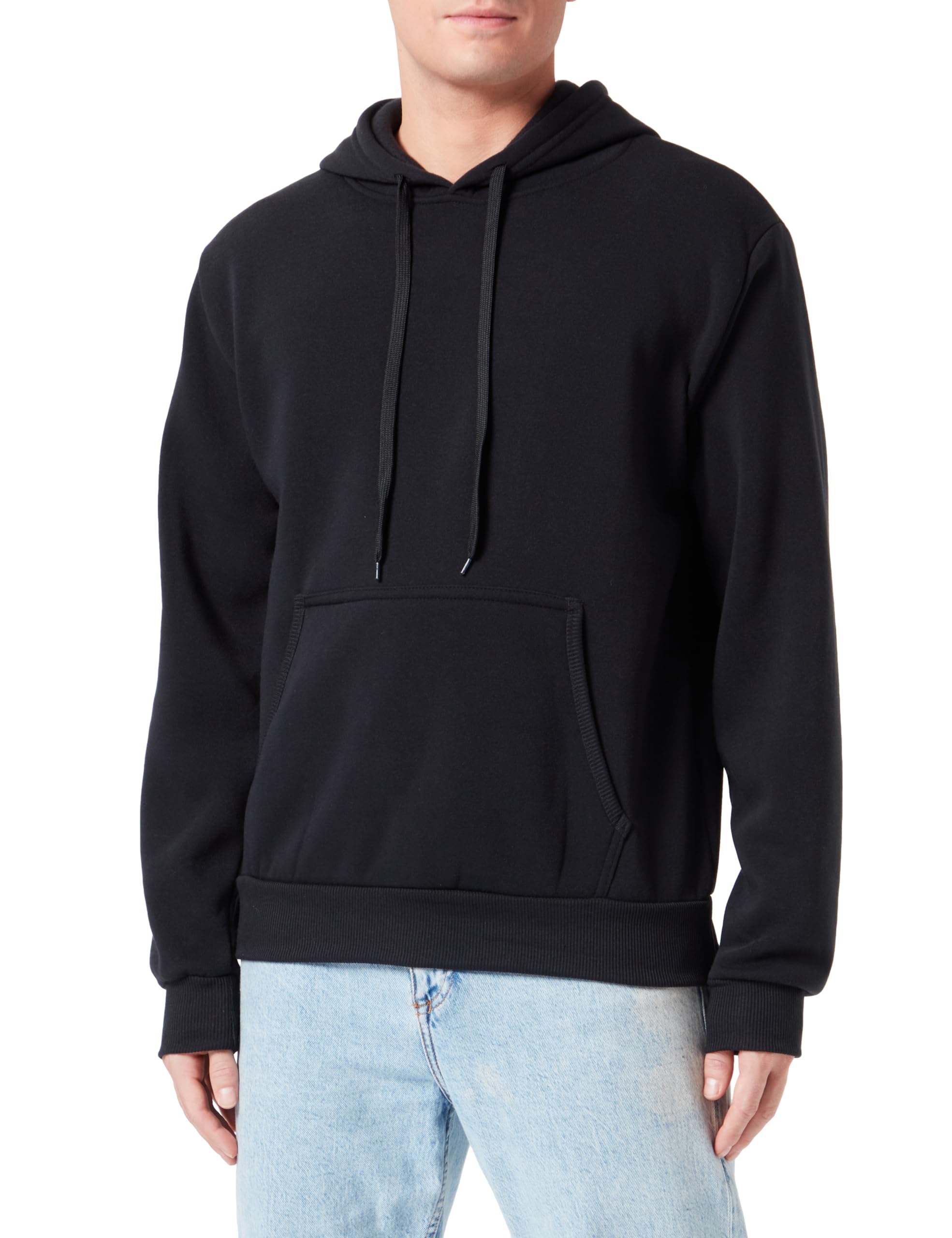 KLEKOMen's Sporty Stretch Knit Sweater Polyester Black Size S Hooded Sweatshirt, S