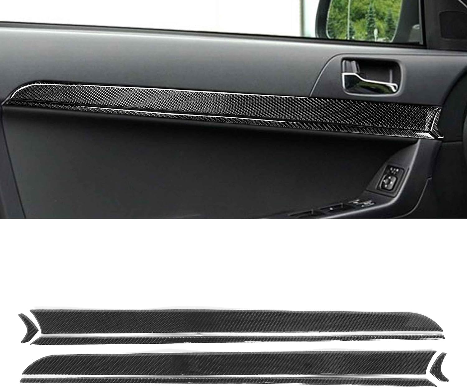 Carbon Fiber Door Panel Trim 6PCS Interior Trim for Lancer 2008-2016