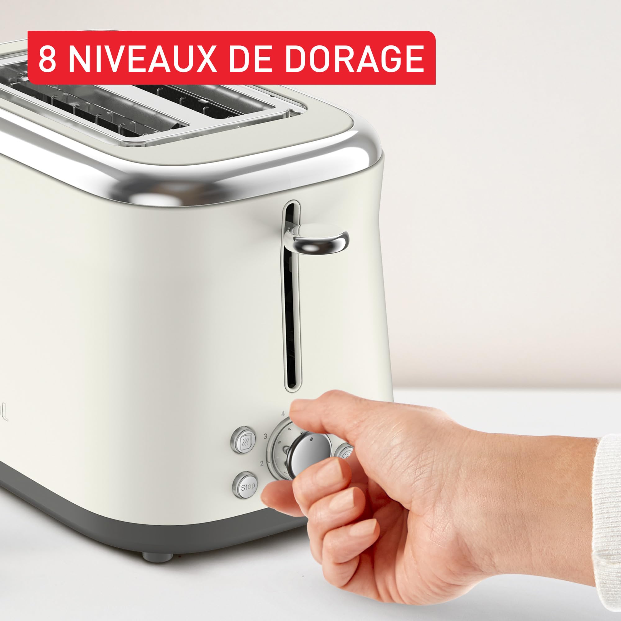 Tefal Collection, Grille-pain 2 fentes, Design en acier inoxydable rétro, Levier de surélévation, 8 niveaux de dorage, TT720AE0