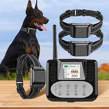 Wireless Dog Fence, Outdoor Electric Pet Containment System with Remote, Waterproof Training Collar, Adjustable Vibration & Shock, Range 50-1960ft, Stubborn Dog Fence for Yard,for3dogs