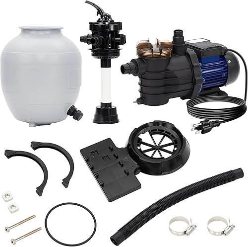 Miniatura 7 de Filtro de arena de 13 pulgadas, bomba de piscina de 34 HP máx. 3434 GPH de alto flujo para piscina sobre el suelo, conjunto de válvula multipuerto