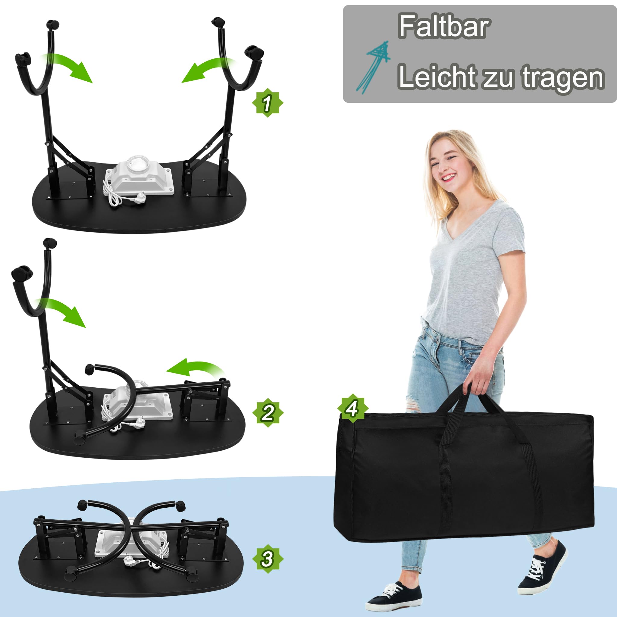 Tavolo Manicure con Pieghevole a Ventosa Tavolo per Unghie con Ruote Bloccabili, Sacchetto per la Polvere, Borsa per il Trasporto, Poggiapolsi, Bianco