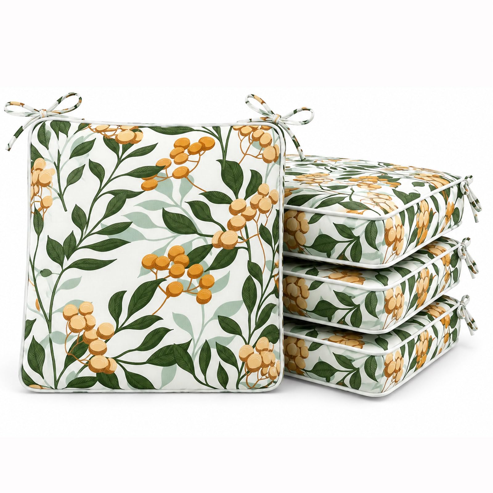 Condition photo showing New/Like New for outdoor chair cushions 19 x 19 inch waterproof patio seat cushions for patio furniture garden sofa couch with zipper and adjustable straps, set of 4
