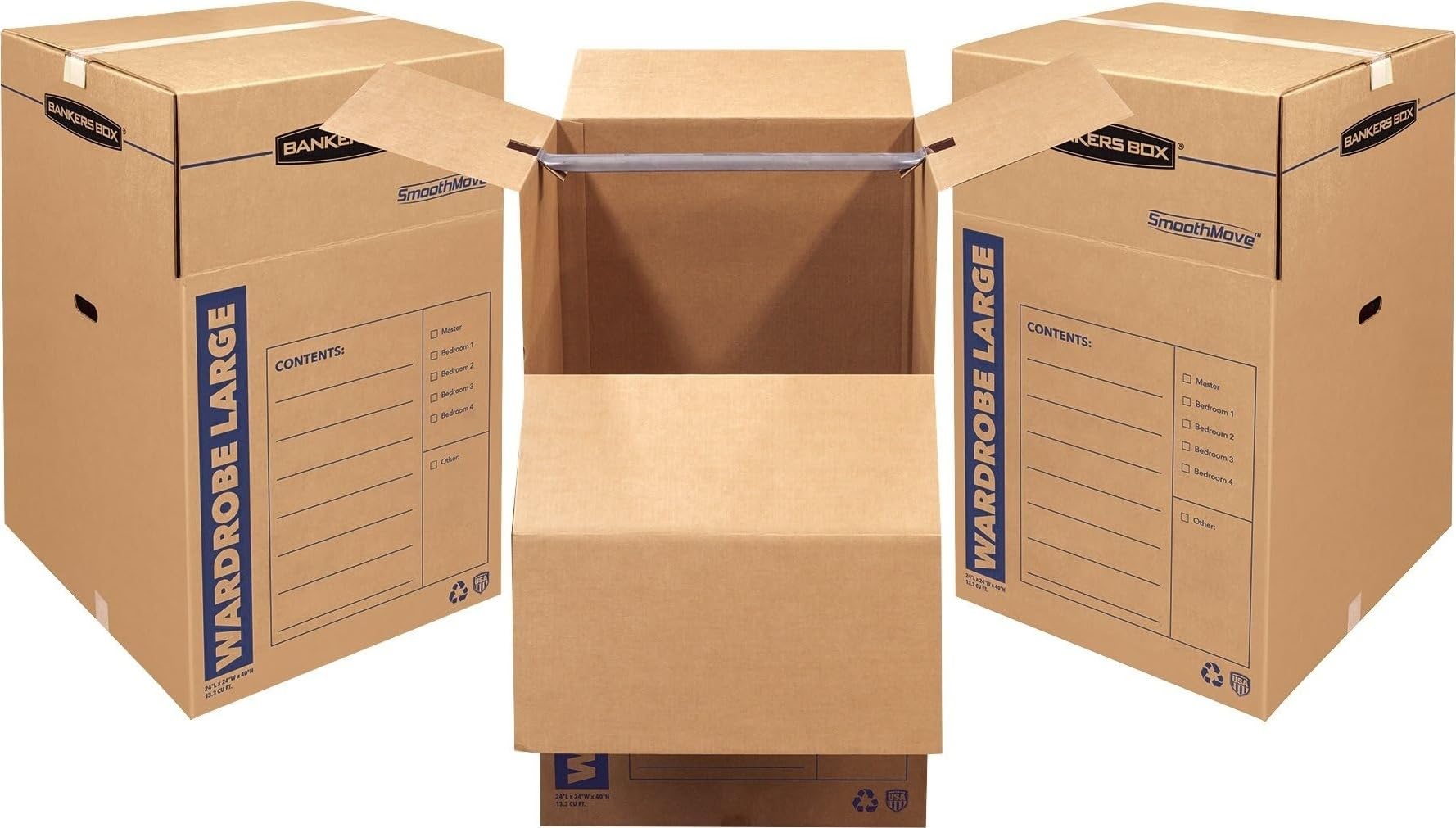Bankers Box Tall Wardrobe Moving Boxes, Set of 3