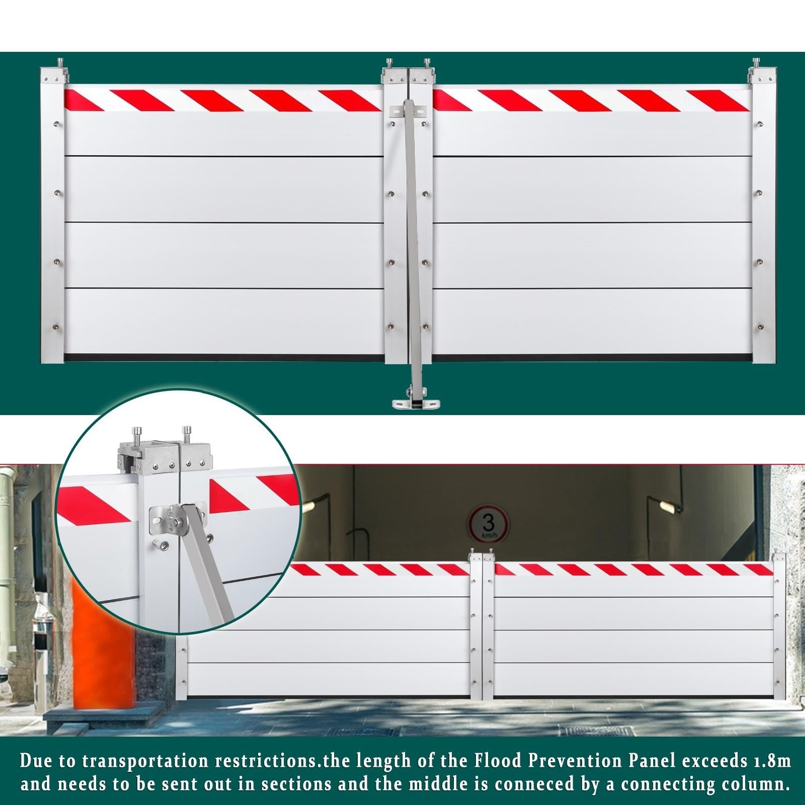 Barriera Antiallagamento 260x40cm Paratia Antiallagamento per Porta Esterna Barriera di Protezione Contro Le Inondazioni, Kit Soglia Barriera Antiallagamento per Porta Garage Alta
