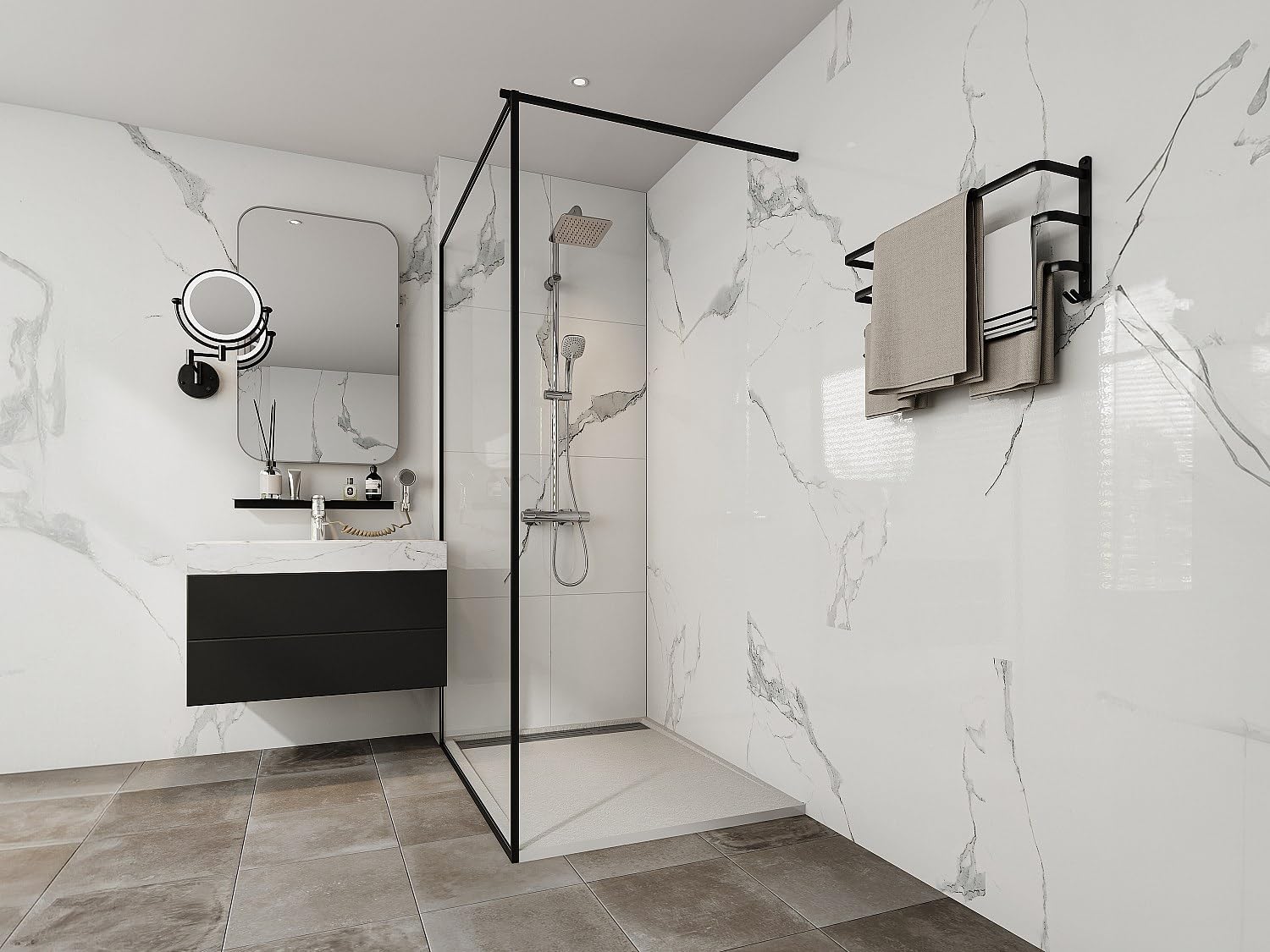 Vente-unique - Receveur de douche extra plat à poser ou à encastrer recoupable en résine SMC avec siphon - Blanc - 120 x 90 cm - LYROSA