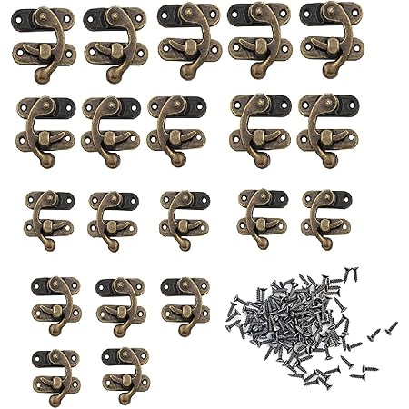 20 Pezzi Ganci Di Chiusura Vintage In Bronzo - Per Scatole, Armadi E Portagioie