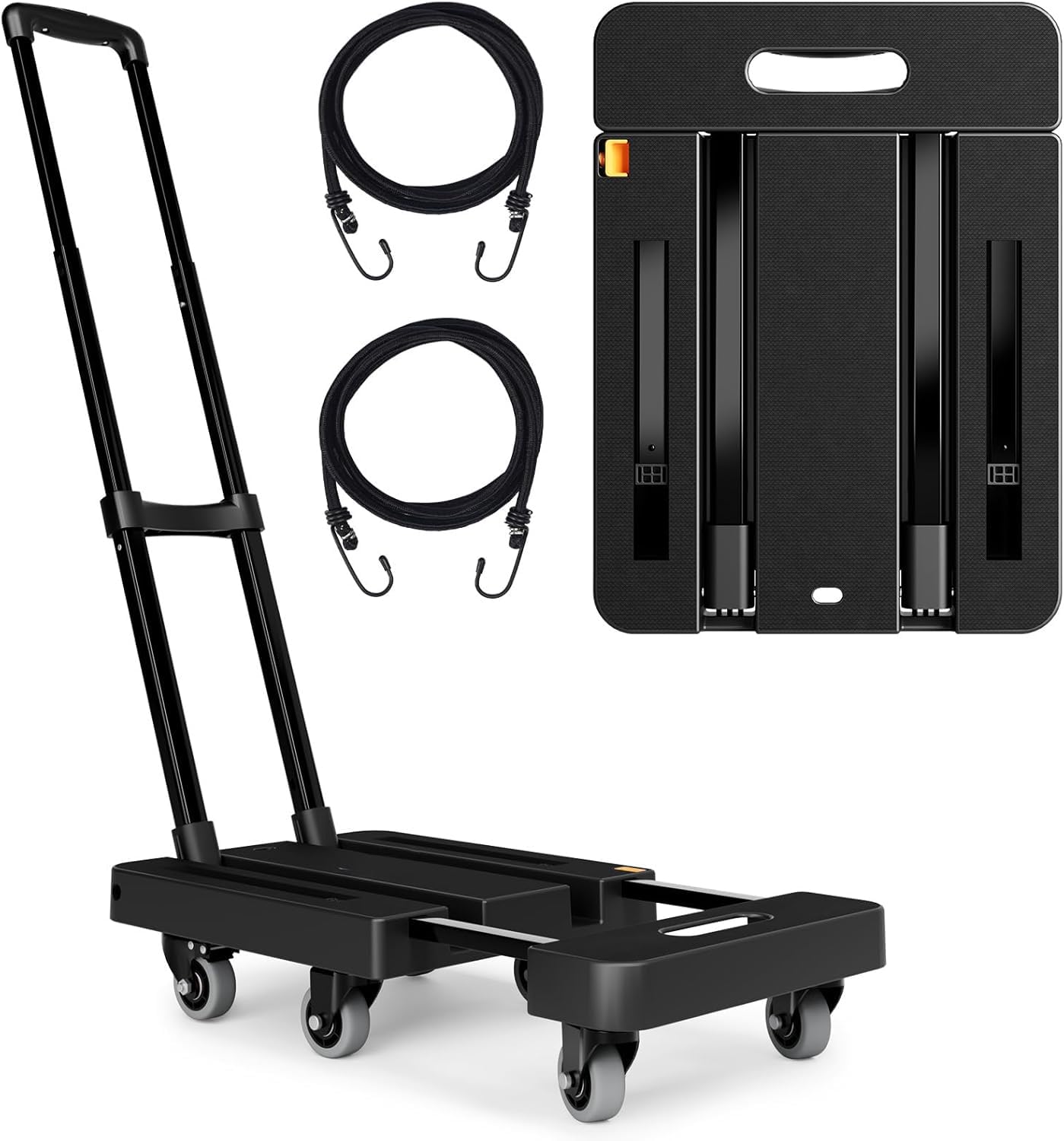 4tens Platform Trolley for Heavy Weight Material Goods Carrying 150KG Heavy Duty Luggage Trolley for Home Office Warehouse & Luggage Cart with 6 Wheels & 1 Ropes and Brake System (Black)-picture-50