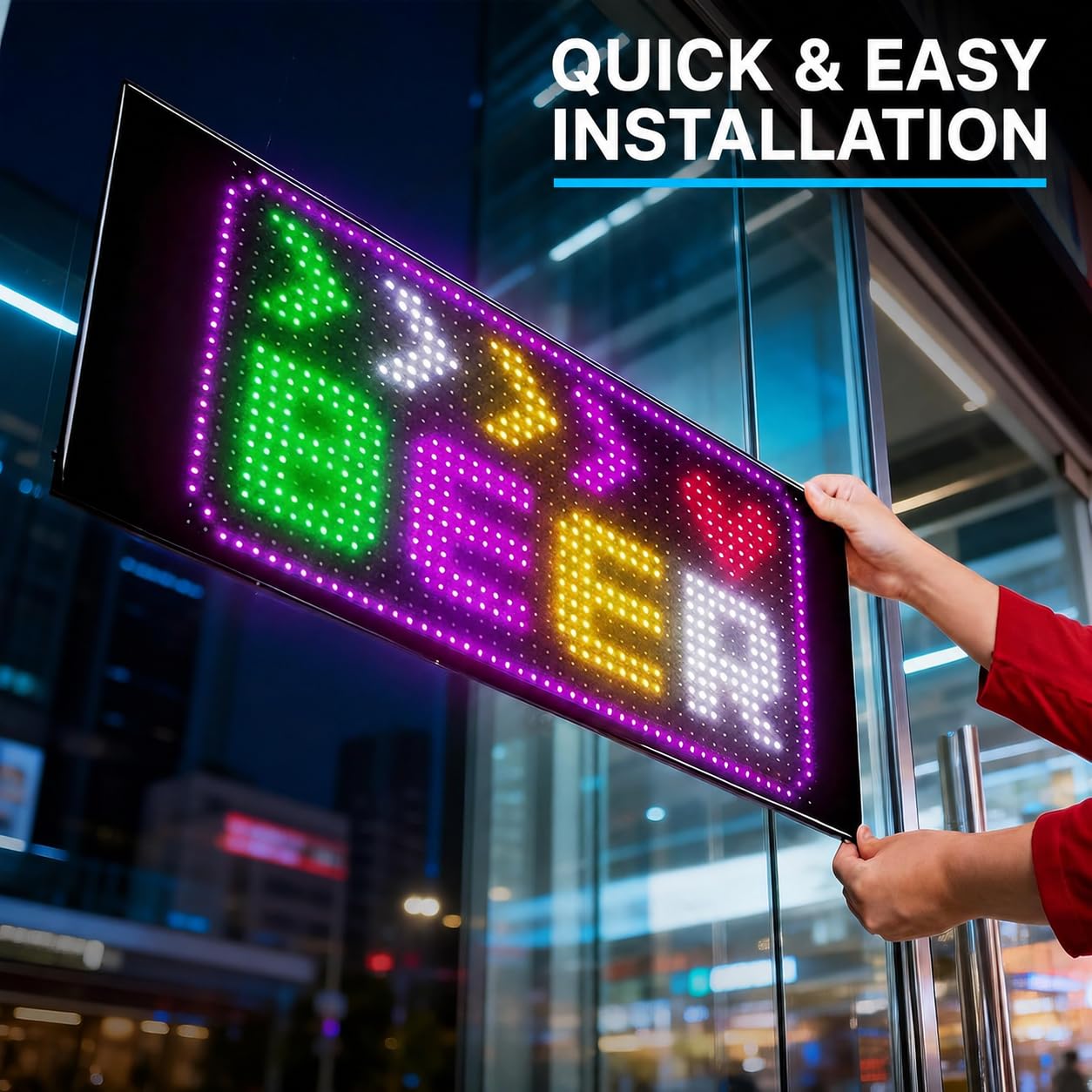 Tablica wyników LED programowalna, 59 x 12 cm, napis RGB LED ze sterowaniem aplikacją Bluetooth i pilotem zdalnego sterowania, elastyczna tabliczka LED do samochodu, ciężarówki, witryny sklepowej i