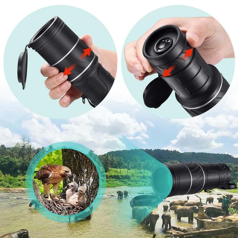 Portable Small Portable Monocular 40x60 HD Profesional Pequeño Monocular Portátil Zoom Binoculares Caza Nocturna Alcance Óptico Telescopio de Gran Visión