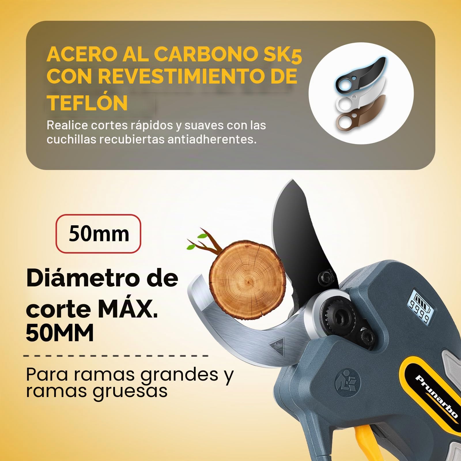 Tijera de Poda Eléctrica 50mm Compatible con Makita 18V | Solo Herramienta Sin Batería Ni Cargador, Motor Sin Escobillas, Hoja SK5, Ideal Para Poda Profesional