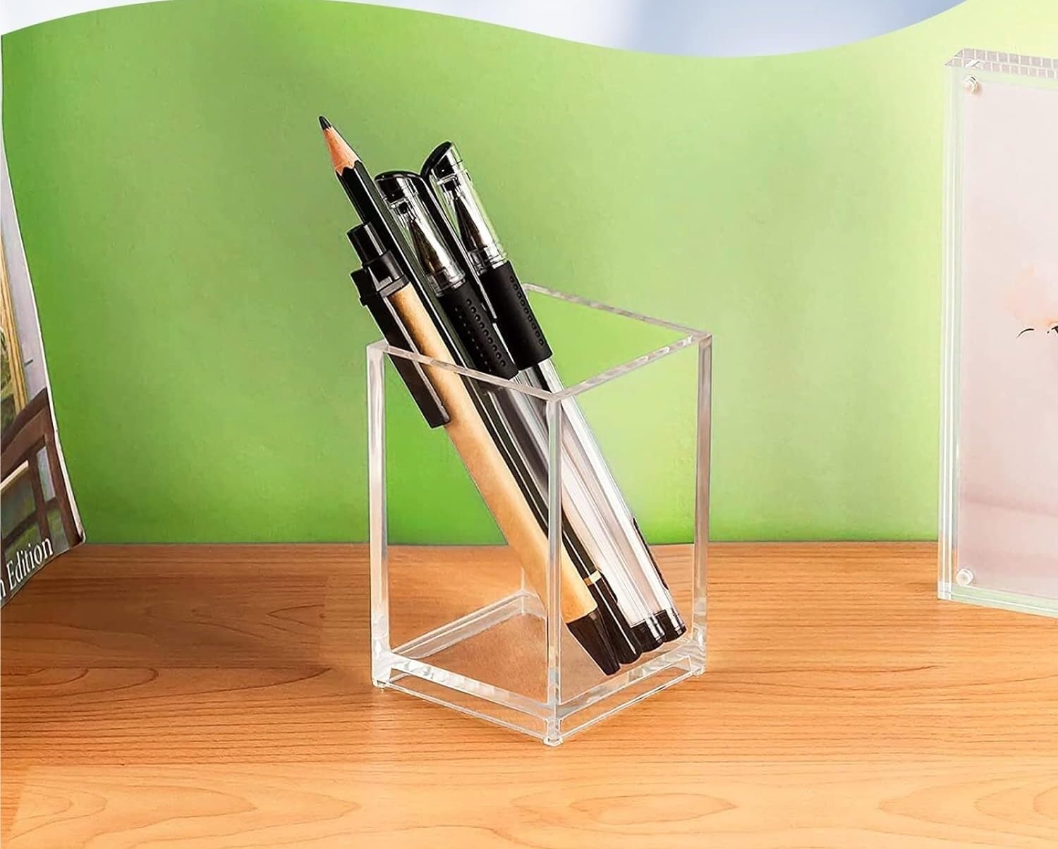 Porte-stylo, pots à crayons for salle de classe, accessoires de bureau et produits de rangement, pot à stylo en acrylique, porte-crayon en acrylique, tasse de papeterie de bureau, boîte à pinceaux de