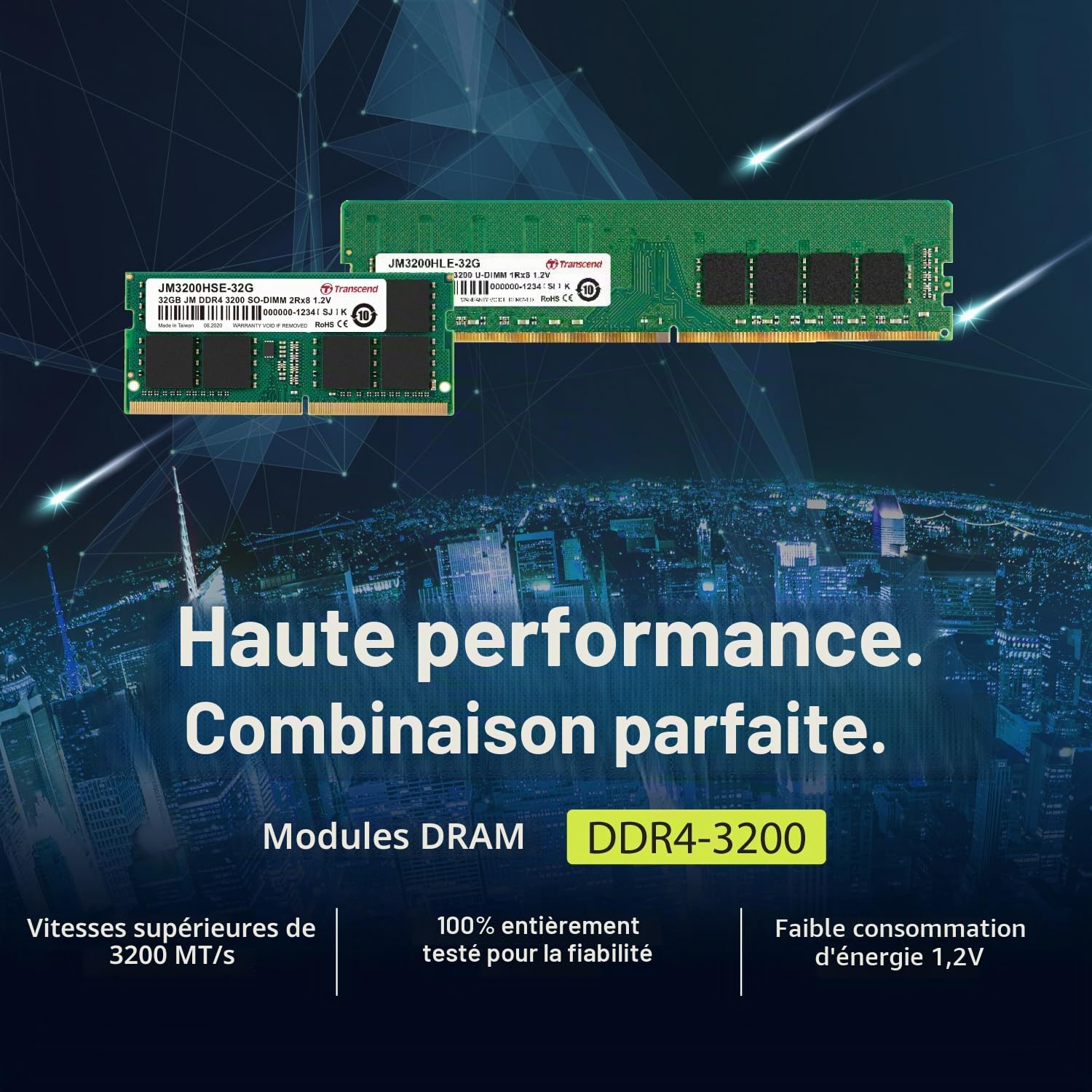 Transcend JetRam 16Go DDR4 3200MHz So-DIMM CL22, RAM pour PC Portable