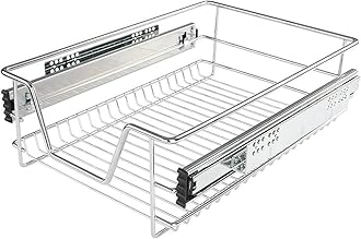Heavy Duty Kitchen Pull Out Wire Basket Base Unit Storage in Various Sizes (400mm (Actual Width = 314mm))