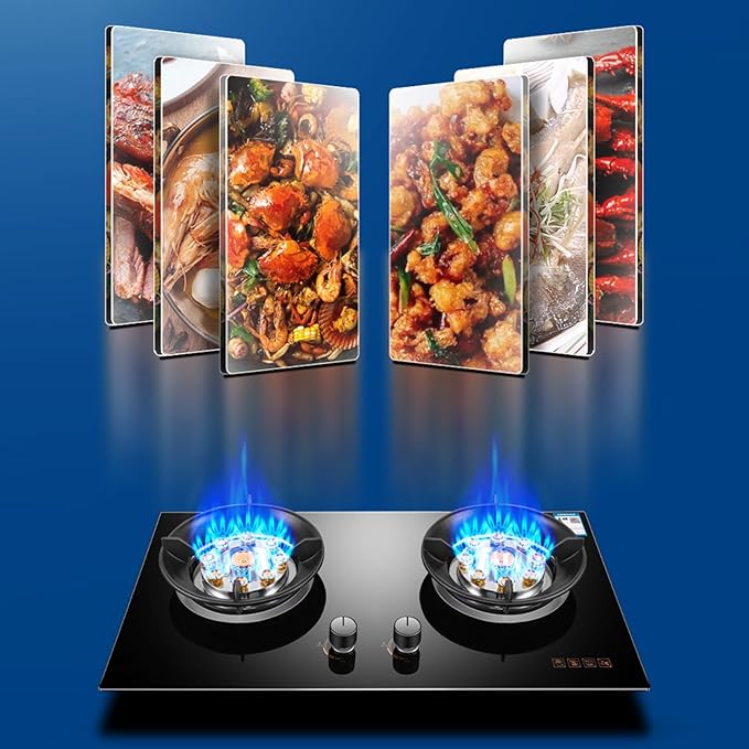 Estufa de Gas 2 Puestos, Encimera de Cocina 5.2KW, Vidrio Templado miniatura 7