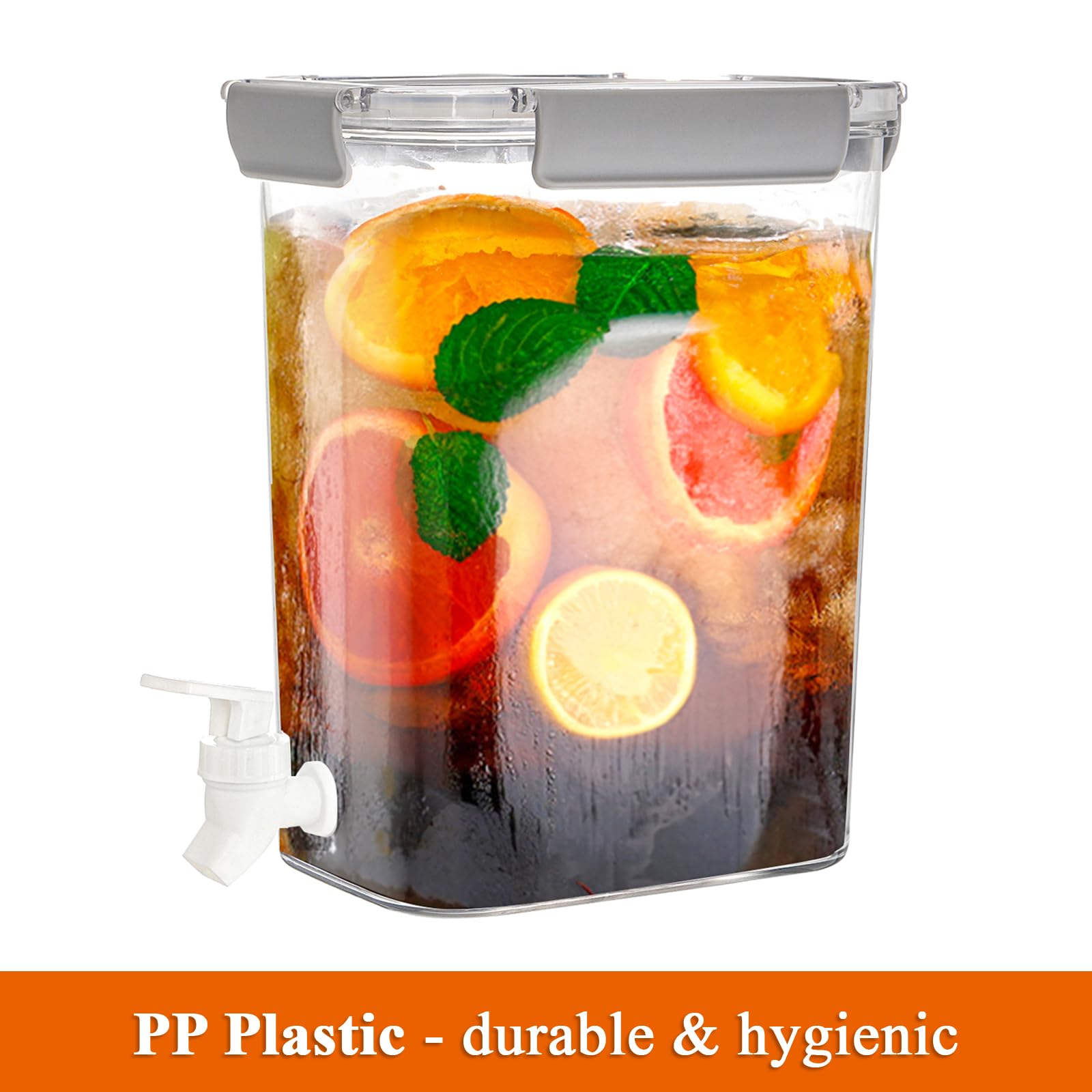 Elsjoy Plastikowy dozownik na napoje z czopem, 3,5 l, pojemnik na zimne napoje, na mrożoną herbatę, lemoniadę, lodówkę, bar, imprezę, zamykana pokrywa
