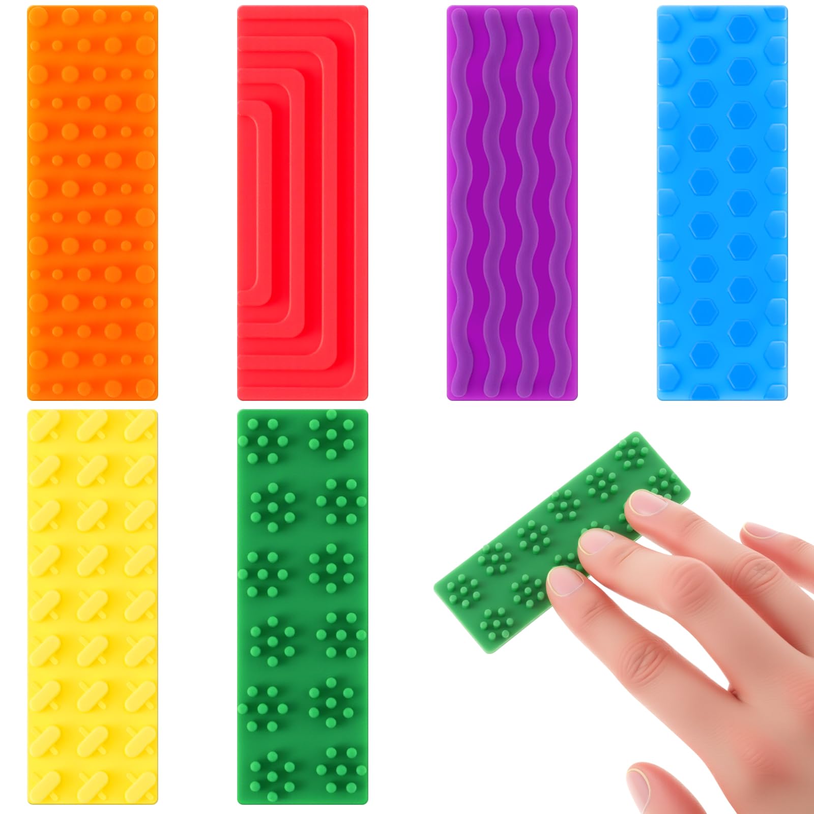 Ireer 6 Pcs Textured Sensory Stickers Silicone Desk Fidget Decals Thick Mental Health Stickers Strips Different Textured Calm Decals Stress Anxiety