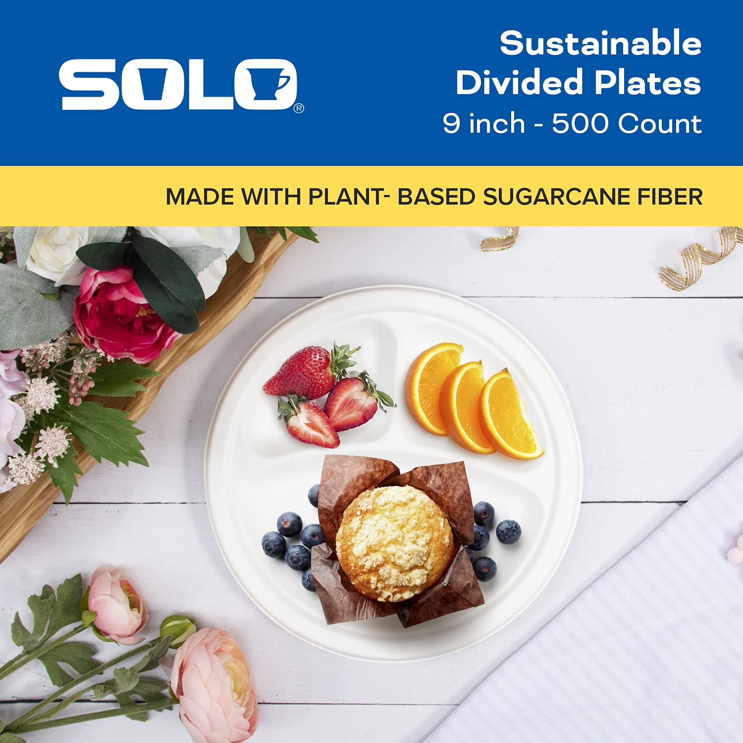 SOLO Platos compartidos de Sugercano, redondos, 20,3 cm, 500 unidades