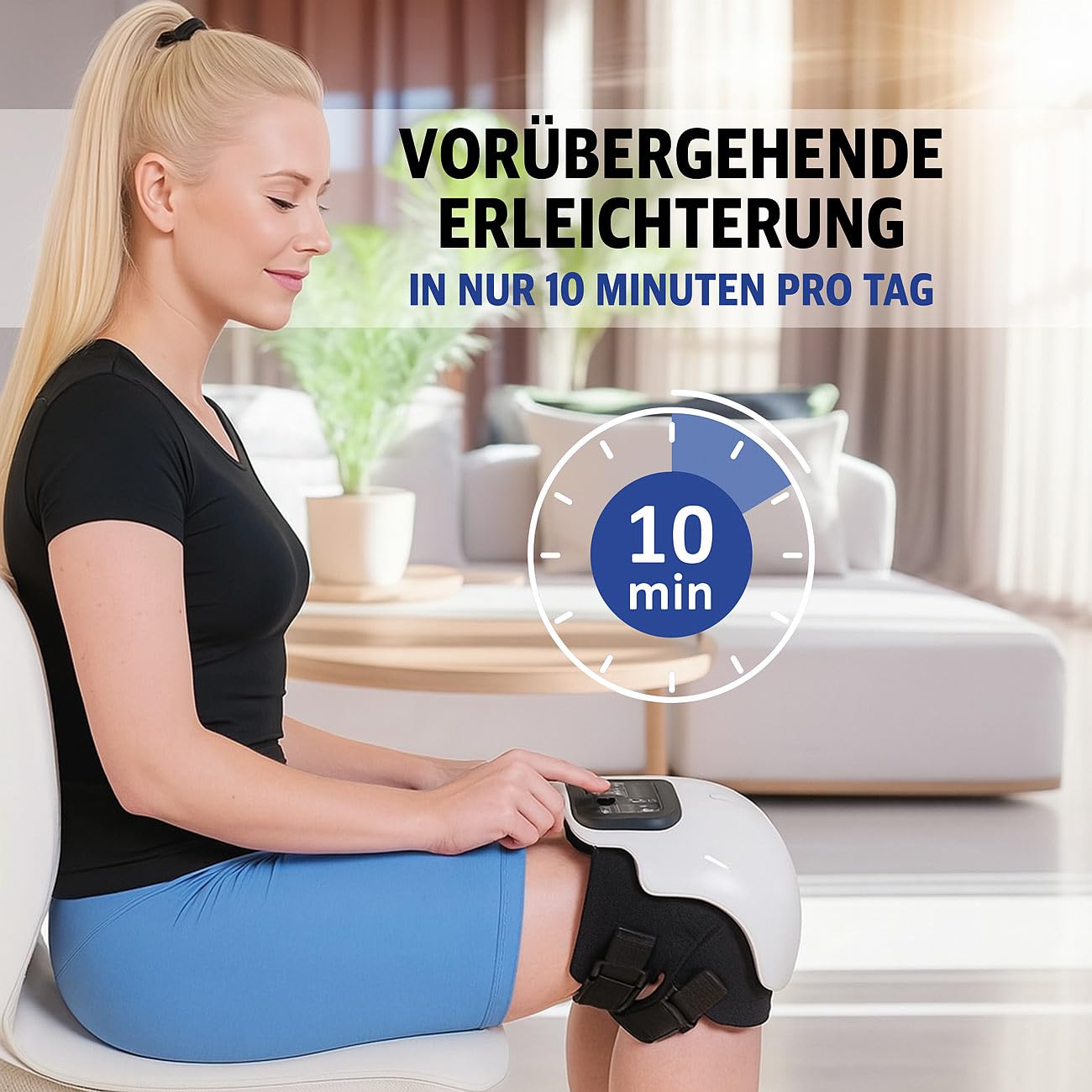Newgen Medicals Kniemassage: Akku-Knie-Massagegerät mit Infrarot-Tiefenwärme, LED-Touchscreen (Akku Kniemassagegerät, Knie-Massage-Geräte, Laser)