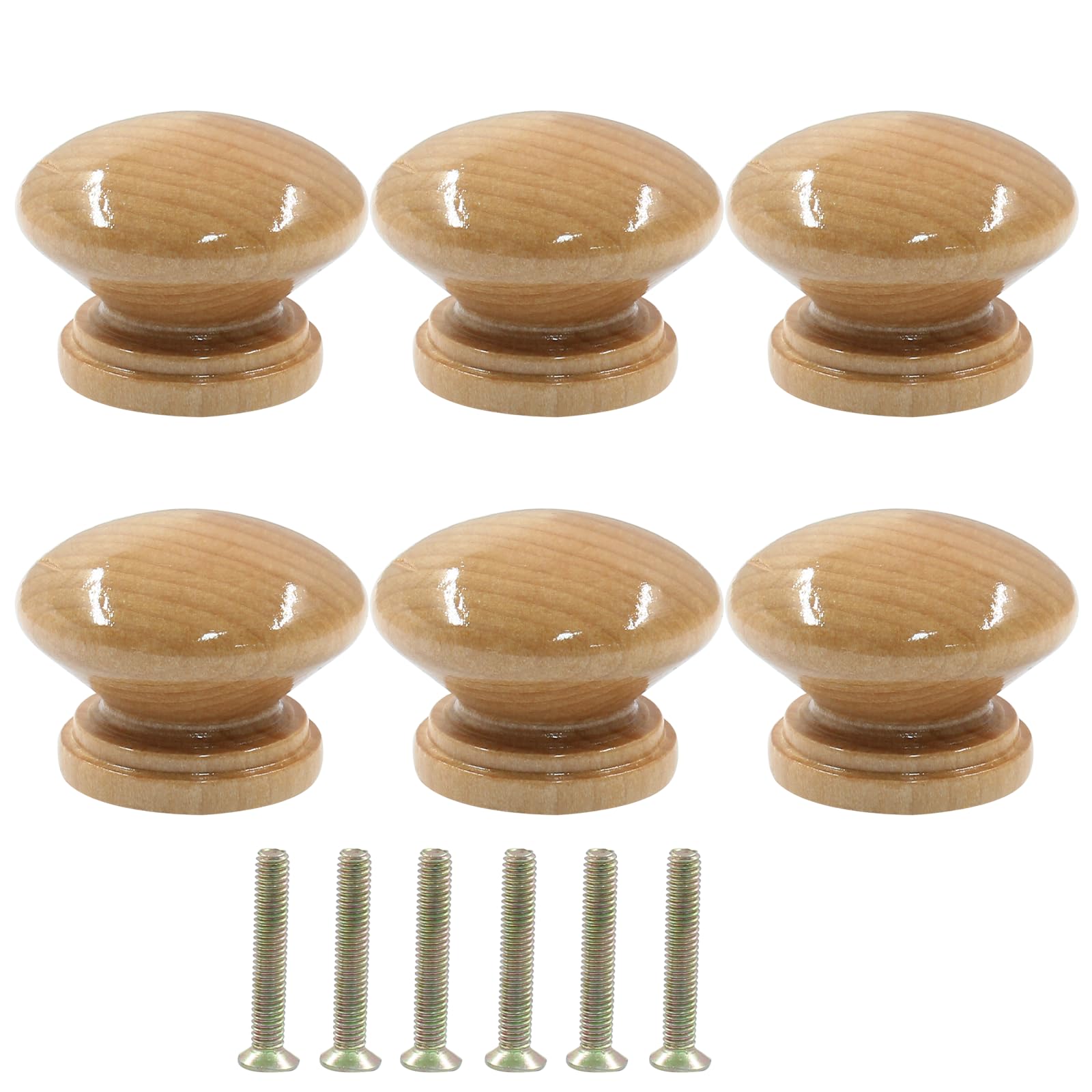 Mushroom Wood Drawer Knobs - 6 Pcs -4