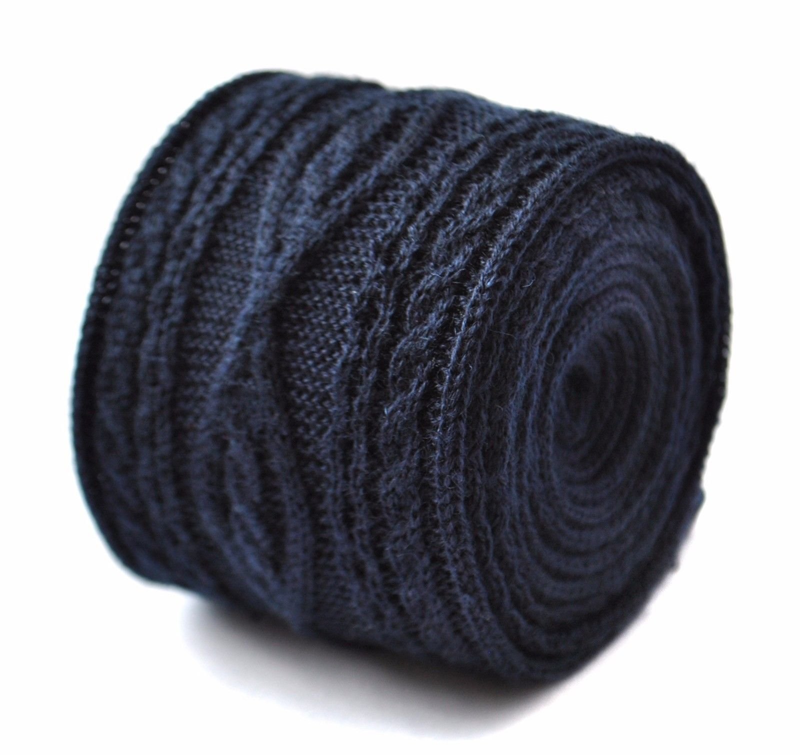 Frederick Thomas Men's Navy Blue Plain Knitted Tie With Cable Knit Design, 147Cm Length Microfibre Necktie For Office, Weddings, Formal Events And Daily Wear, Classic 6.5Cm Width