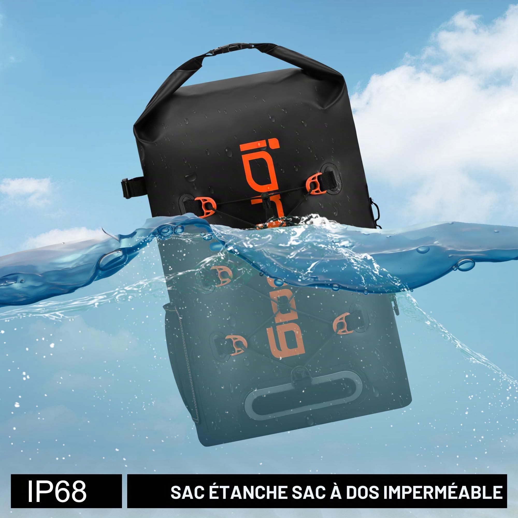 IDRYBAG Sac à Dos étanche pour Hommes et Femmes Sacs étanches pour Kayak Sac à Dos pour la Navigation