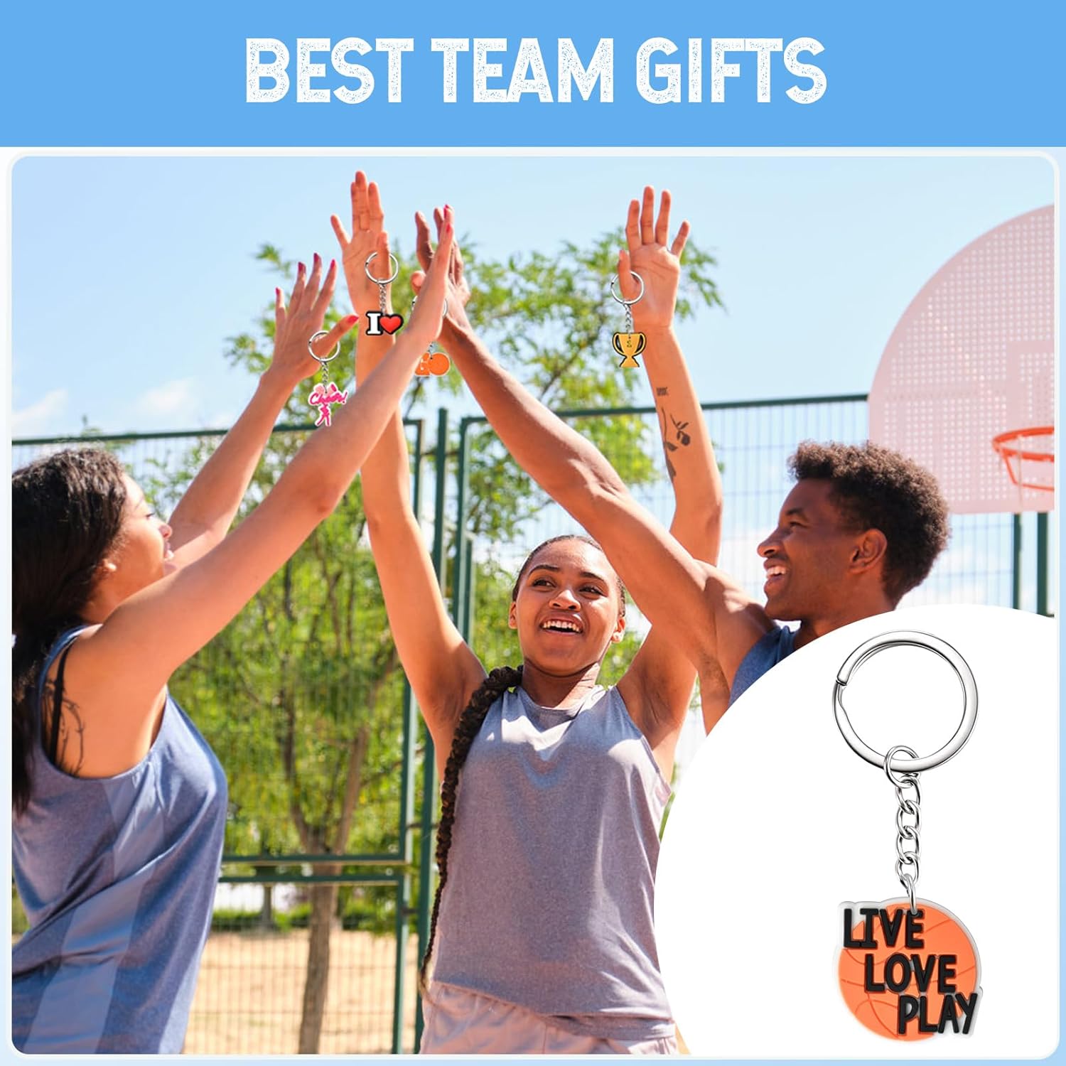 Sports Keychains Bulk Cute Keychain Charms Ball Backpack Keychains Charms for Girls PVC Key Ring Prize for Classroom