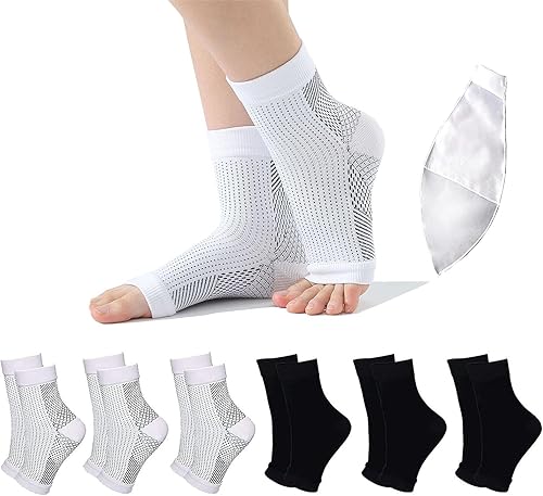 kbudra 4 pares de calcetines de neuropatía para mujeres y hombres, calcetines calmantes para dolor de neuropatía, calcetines de compresión sin dedos