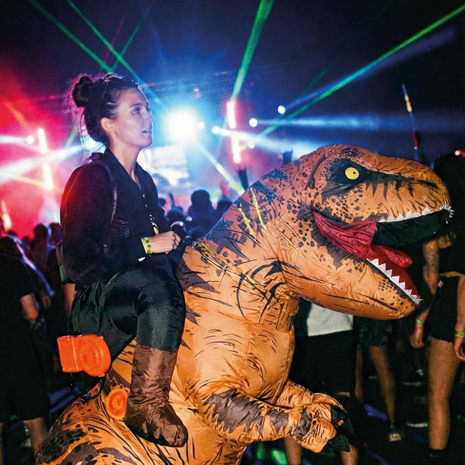 AirSuit® Disfraz inflable T-Rex | Disfraz Inflable Humor | Talla Adulto 160 a 190cm | Poliéster | Cómodo de llevar | Resistente | Sistema de inflado incluido | OriginalCup®