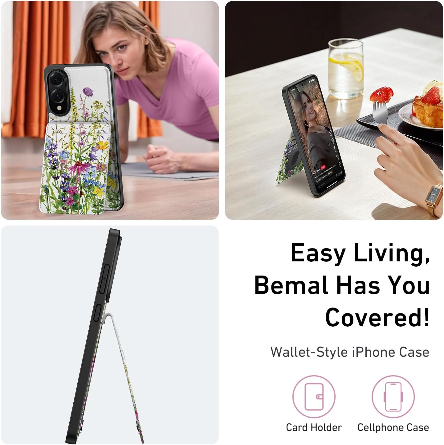 Bemal for Samsung Galaxy S25 Edge Wallet Case with Card Holder, Fashion Printed, RFID Blocking, PU Leather Kickstand, Magnetic Closure, Shockproof Phone Cover for Women Men, Blooming Floral - Image 4