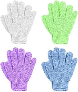 4 Pairs Exfoliating Bath Gloves, Nylon Double Sided Exfoliating Gloves for Beauty, Spa, Massage, Skin Shower, Body Scrubber Bathing Accessories