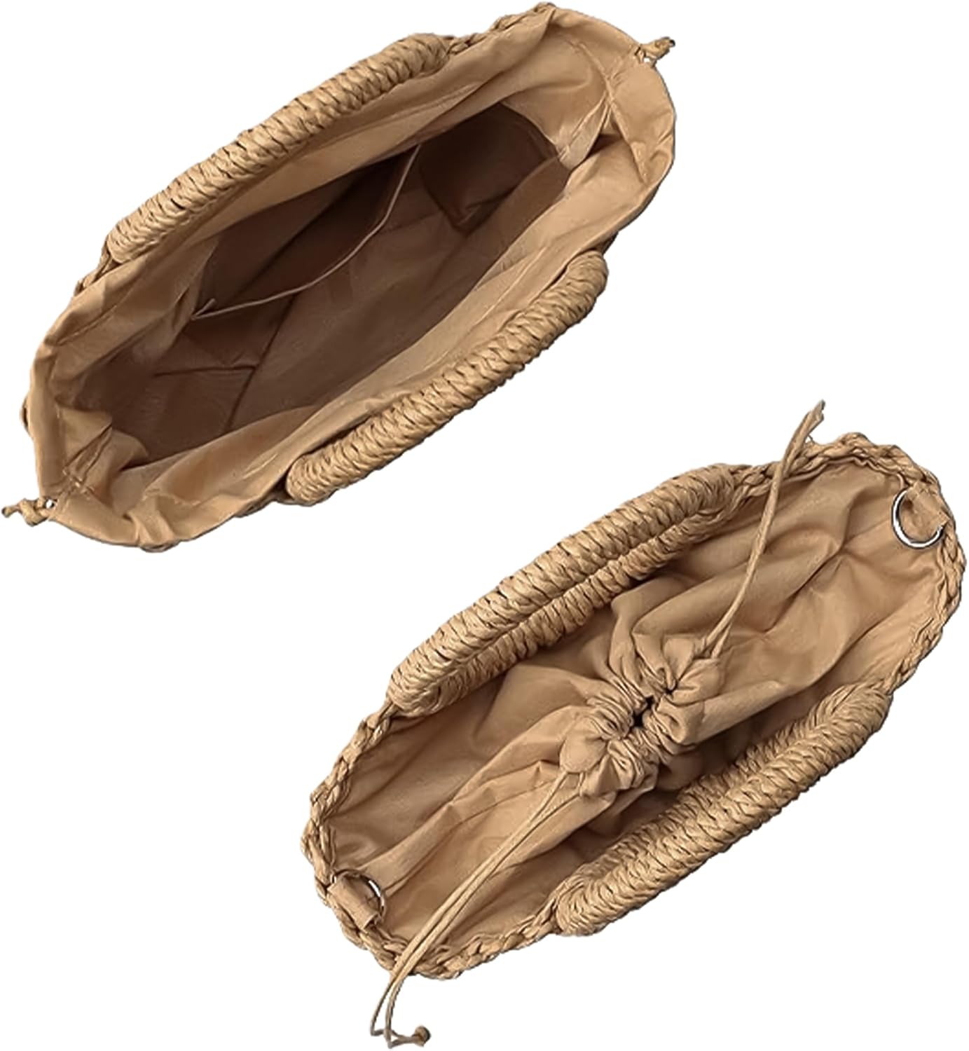 Womens Straw Beach Bag with Pom Pom Tassels Woven Crossbody Shoulder Bags Top Handle Satchel Handbag Purse for Summer - Image 5