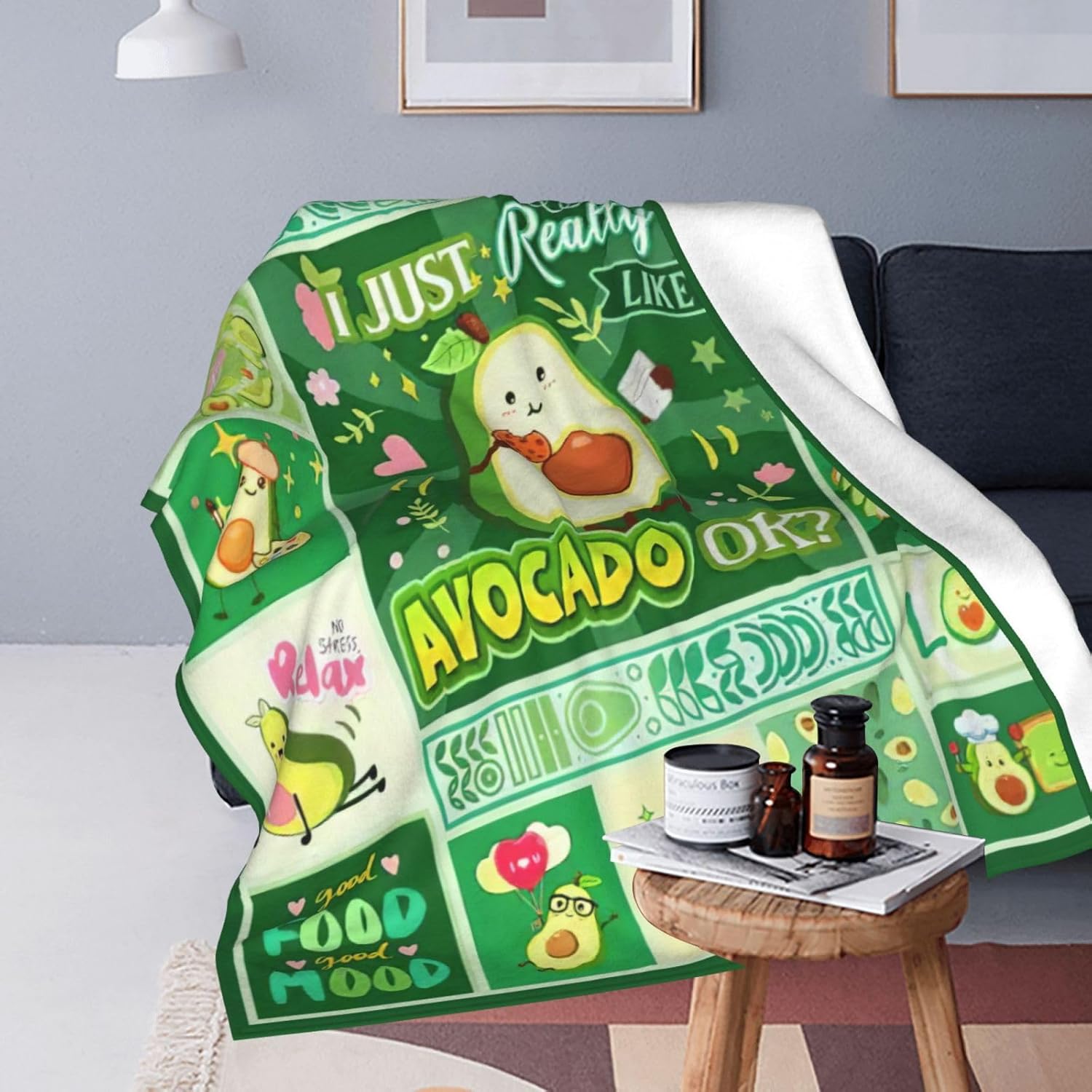SweetFox Avocado Blanket, Funny Cute Avocado Decor Throw Blanket Gifts for Girls Boys Lovers Super Warm Soft Plush Lightweight Fleece Flannel Winter Bedding Blankets for Kids Adults Women 50"X40" - Image 7