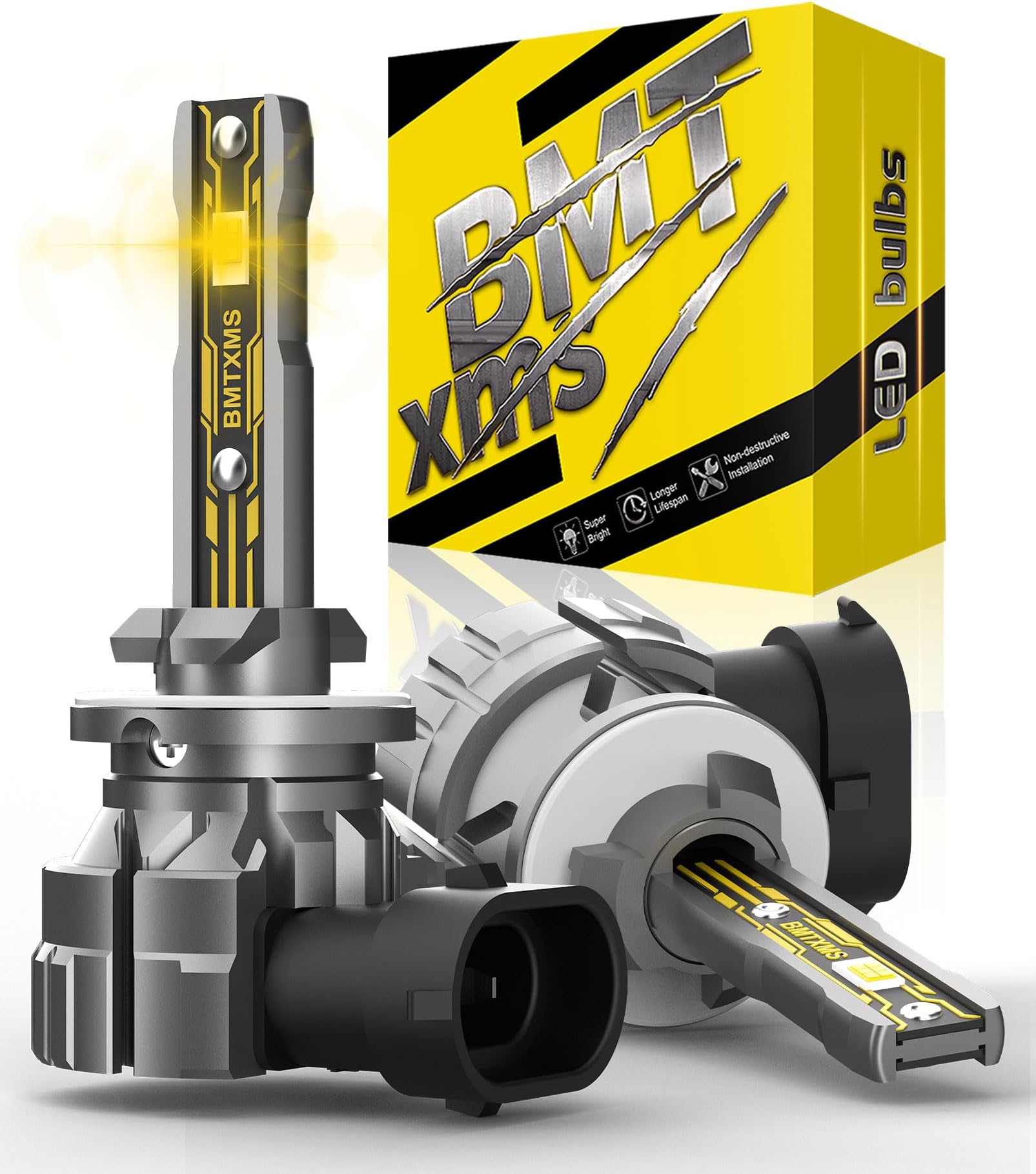 BMT xms 880 881 Fog Light Bulb - 10000LM 3000K Amber Yellow Fog Light Replacement Bulbs, Pack of 2