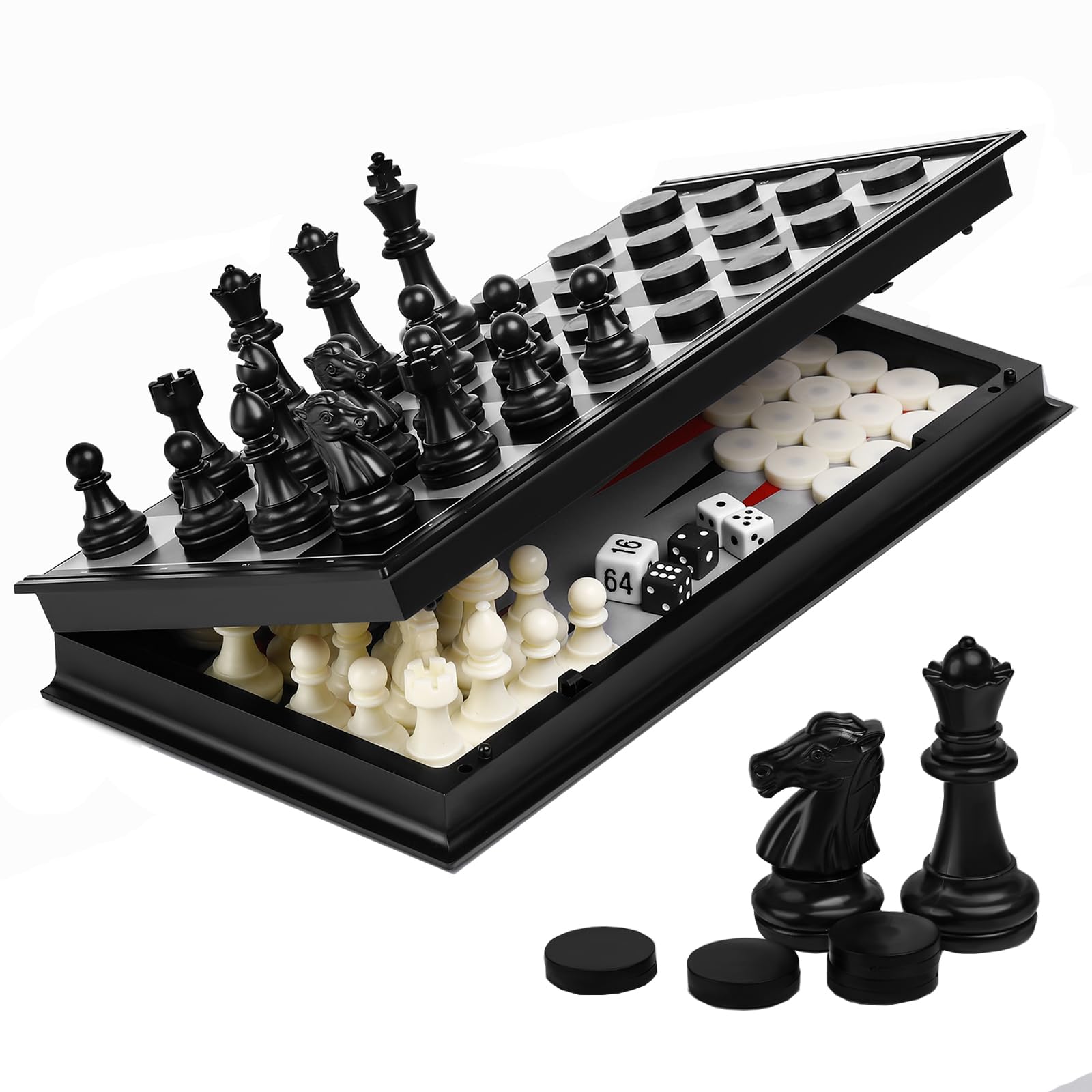 3 in 1 Chess Set for Kids and Adults, Magnetic Chess Board for