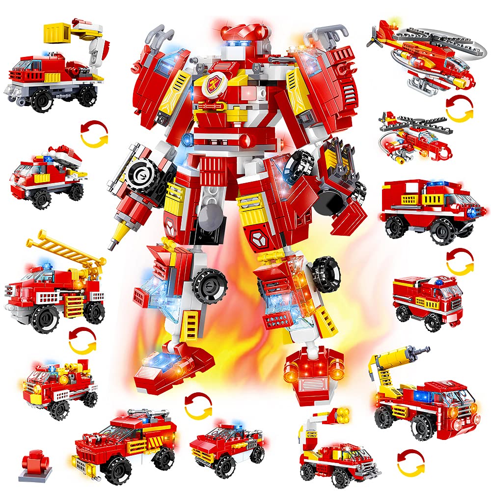 HOGOKIDS Robot 5 In 1 Con Luci LED E 18 Espressioni – Kit Di Costruzione Con App E Telecomando Per Bambini 8-14 Anni