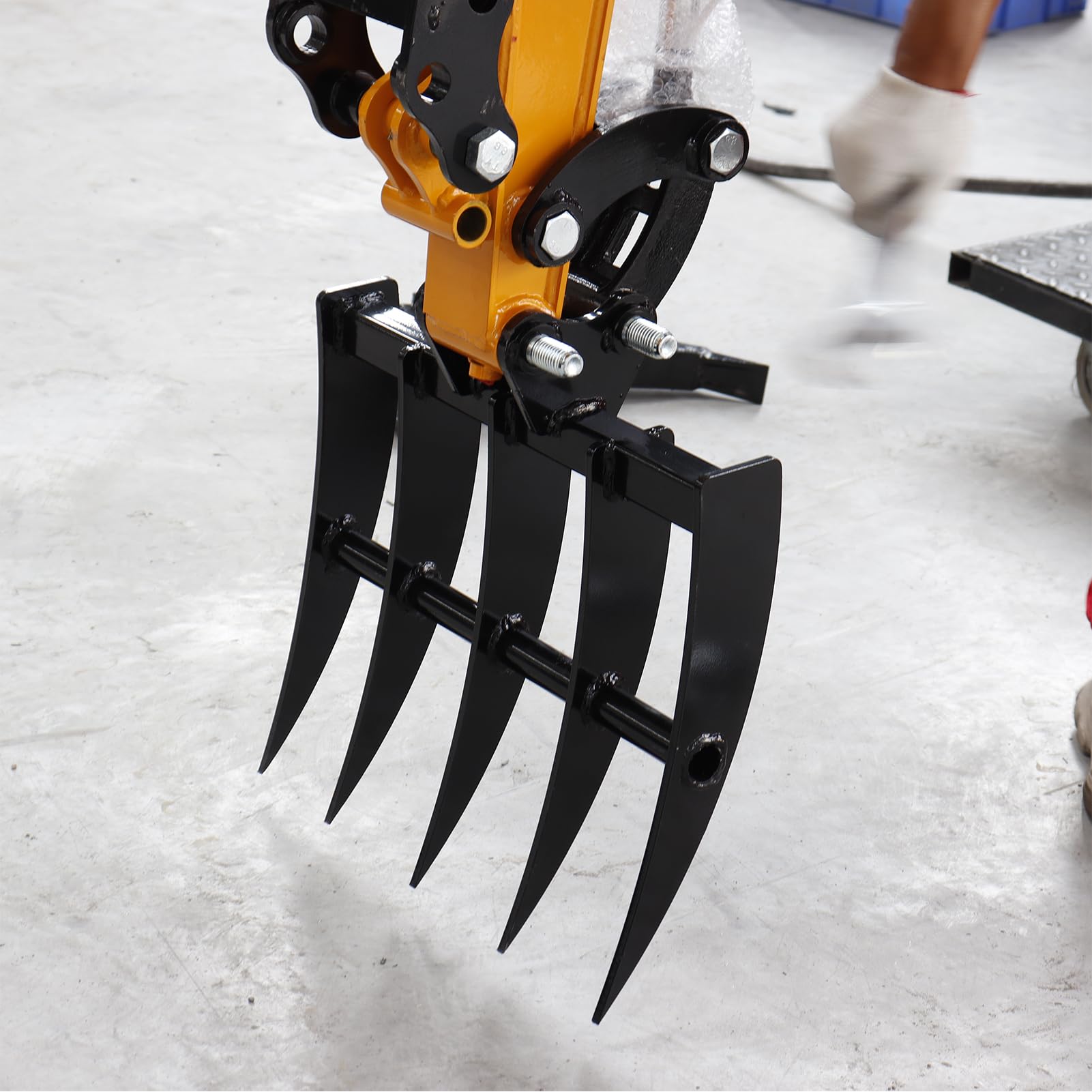 Rastrillo de excavadora de metal ancho para mini excavadoras, accesorios de excavadora con diámetro de orificio de 25 mm y envergadura de 90 mm