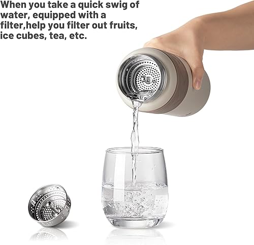 Miniatura 5 de TKK Botella de agua aislada de 30 oz con popote, termo de acero inoxidable de doble pared al vacío con correa, reutilizable de metal para bebidas