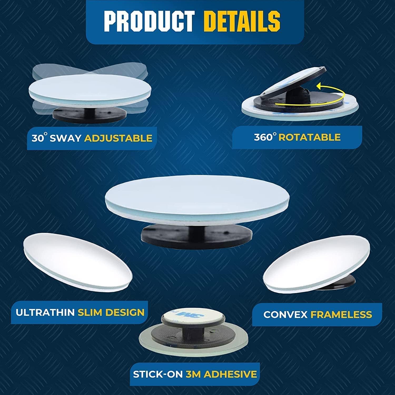 NEW 3 BY 1.5 SIDE AUXILIARY BLIND SPOT WIDE VIEW MIRROR X TWO SMALL REARVIEW e