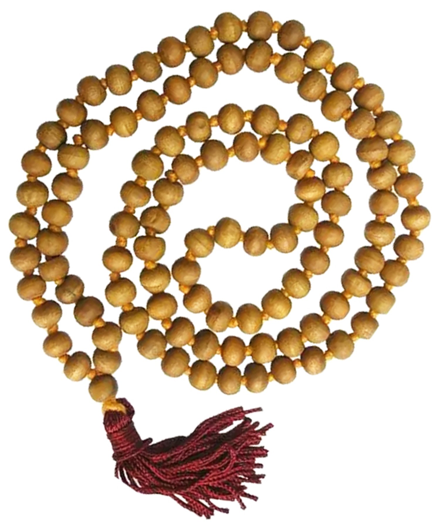 Saubhagya Global 8mm Safed Chandan Jaap Mala Lovingly Hand-Tied Knots Between Each Bead for Pooja, Astrology, 108+1 Beads